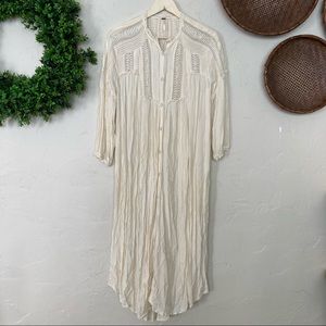 Free People Cream Button Front Crochet Duster (L)